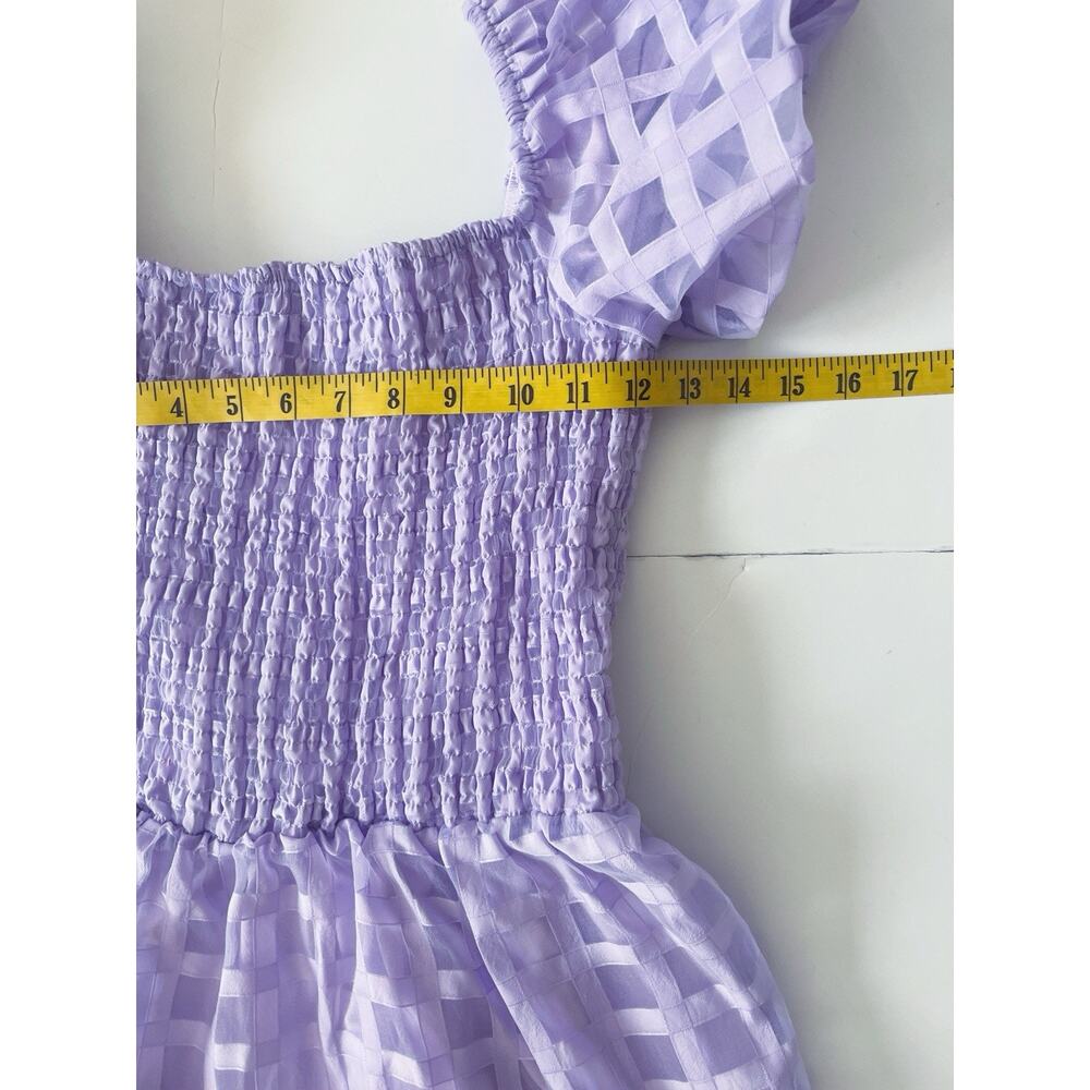 Pretty Garden Midy Dress S Light Purple Short Puff Sleeves Smocked Fairy - Picture 8 of 12